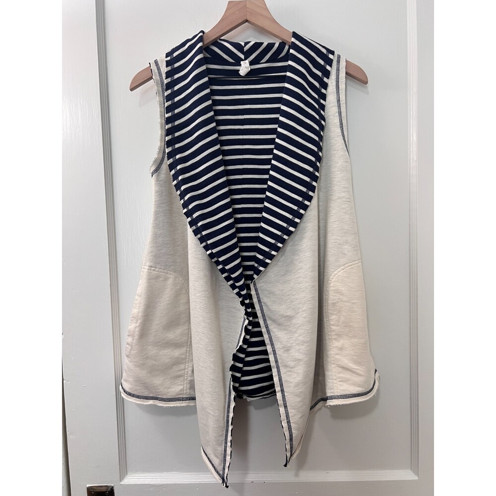 Matilda Jane Women's Full Moon Reversible Vest Navy Blue Cream Stripe Size XS